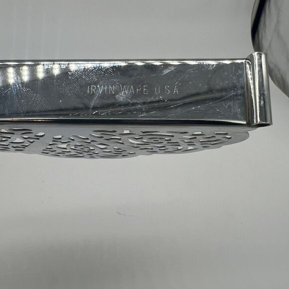 Vintage Irvin Ware USA Retro Silver Chrome Filigree Napkin / Letter Mail Holder - Picture 5 of 5